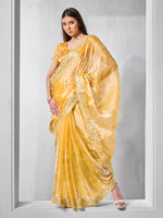 Striking Yellow Color Burberry Fabric Designer Saree