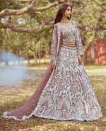 Desirable Wine Color Satin Fabric Party Wear Lehenga