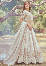 Desirable Cream Color Tissue Fabric Party Wear Lehenga