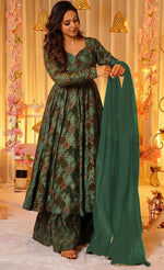 Divine Green Color Muslin Fabric Designer Suit