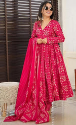 Divine Pink Color Muslin Fabric Designer Suit