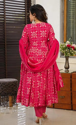 Divine Pink Color Muslin Fabric Designer Suit