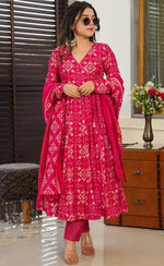 Divine Pink Color Muslin Fabric Designer Suit