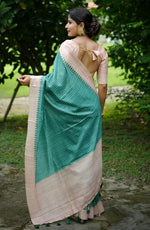 Grand Green Color Tussar Fabric Casual Saree