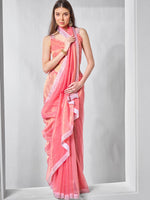 Amazing Pink Color Net Fabric Casual Saree