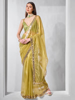 Amazing Green Color Net Fabric Casual Saree