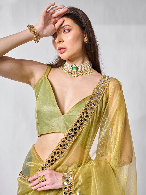 Amazing Green Color Net Fabric Casual Saree