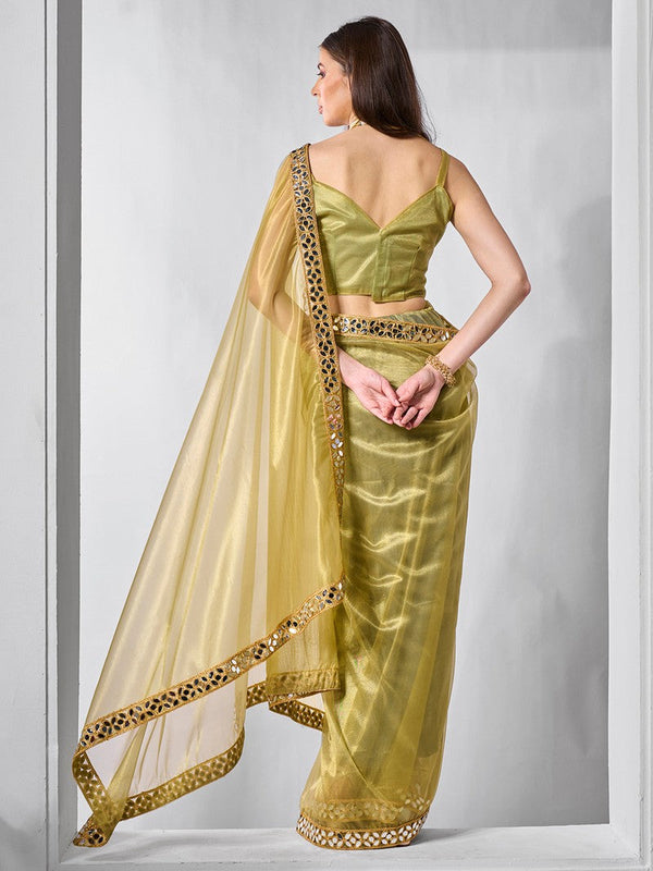 Amazing Green Color Net Fabric Casual Saree