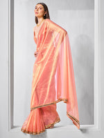 Amazing Orange Color Net Fabric Casual Saree