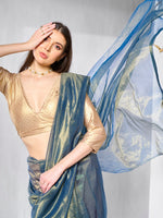 Amazing Blue Color Net Fabric Casual Saree