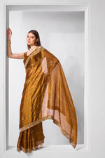 Dazzling Brown Color Jimmy Fabric Designer Saree