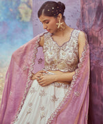 Elegant Cream Color Viscose Fabric Party Wear Lehenga