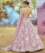 Elegant Purple Color Organza Fabric Party Wear Lehenga