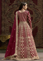 Attractive Maroon Color Net Fabric Gown