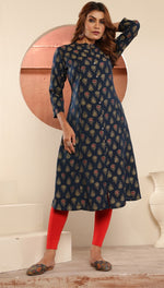 Striking Navy Blue Color Viscose Fabric Casual Kurti