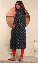 Striking Navy Blue Color Viscose Fabric Casual Kurti