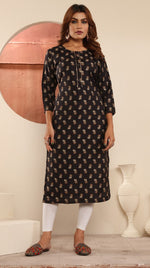 Striking Black Color Viscose Fabric Casual Kurti