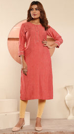 Striking Red Color Vicose Fabric Casual Kurti