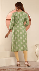 Striking Green Color Viscose Fabric Casual Kurti