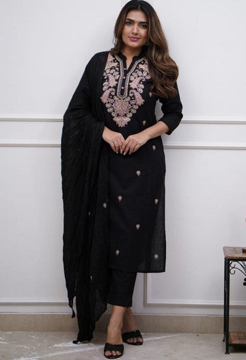 Amazing Black Color Viscose Fabric Designer Suit