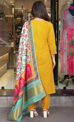 Amazing Mustard Color Viscose Fabric Designer Suit