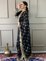 Amazing Black Color Georgette Fabric Designer Suit