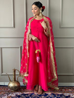 Amazing Pink Color Georgette Fabric Designer Suit