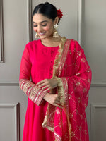 Amazing Pink Color Georgette Fabric Designer Suit