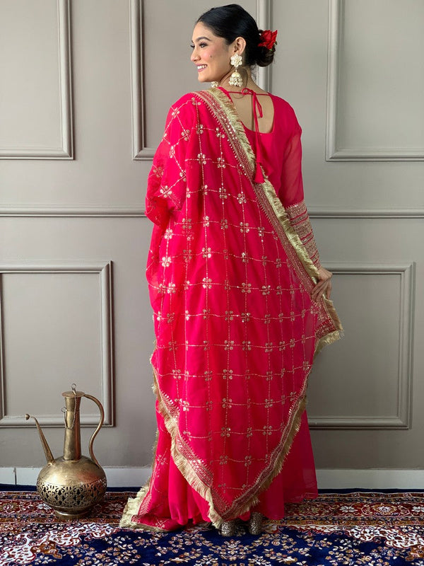 Amazing Pink Color Georgette Fabric Designer Suit