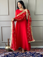 Amazing Red Color Georgette Fabric Designer Suit