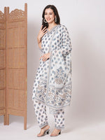 Dazzling White Color Muslin Fabric Designer Suit