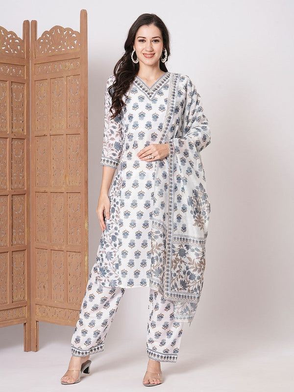 Dazzling White Color Muslin Fabric Designer Suit