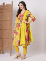 Dazzling Yellow Color Chinon Fabric Designer Suit