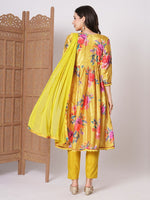 Dazzling Yellow Color Chinon Fabric Designer Suit