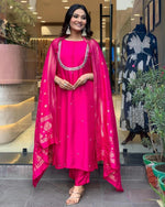 Beauteous Pink Color Viscose Fabric Designer Suit