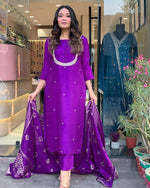 Beauteous Purple Color Viscose Fabric Designer Suit