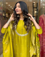 Beauteous Yellow Color Viscose Fabric Designer Suit