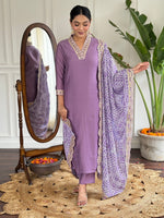 Beauteous Purple Color Viscose Fabric Designer Suit