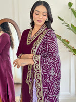 Beauteous Wine Color Viscose Fabric Designer Suit