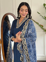 Beauteous Blue Color Viscose Fabric Designer Suit