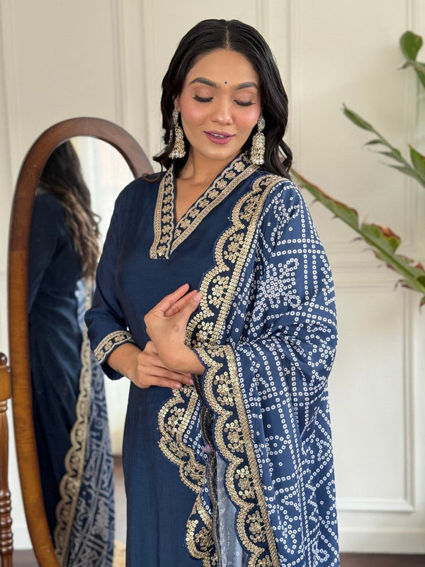 Beauteous Blue Color Viscose Fabric Designer Suit