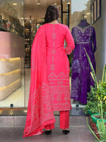 Beauteous Pink Color Crepe Fabric Designer Suit