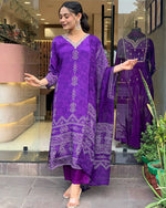 Beauteous Purple Color Crepe Fabric Designer Suit