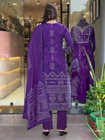 Beauteous Purple Color Crepe Fabric Designer Suit