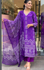 Beauteous Purple Color Crepe Fabric Designer Suit