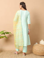 Divine Green Color Cotton Fabric Designer Suit