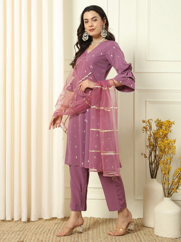 Divine Purple Color Crepe Fabric Designer Suit