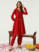 Divine Red Color Chanderi Fabric Designer Suit