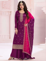 Angelic Purple Color Vichitra Fabric Plazzo Suit