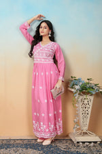 Pretty Pink Color Rayon Fabric Designer Kurti